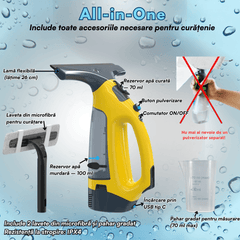 Aspirator geamuri Valorix MOVE, Cu extensie telescopica, Functie de pulverizare