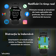 Ceas Smartwatch Valorix®, Ecran 1.96" HD