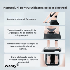 Cantar Corporal Inteligent Profesional Wanty®, 18 Indici Corporali, 8 Senzori de analiza