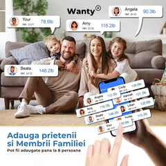 Cântar digital Wanty® cu aplicație pentru progres fitness
