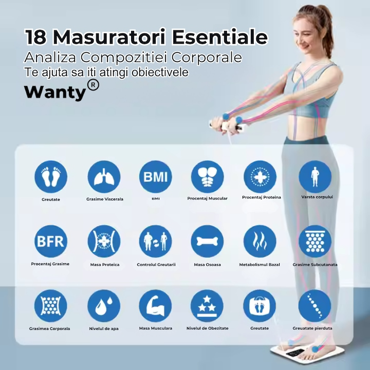 Cântar inteligent Wanty® pentru analiza masei musculare și grăsimii