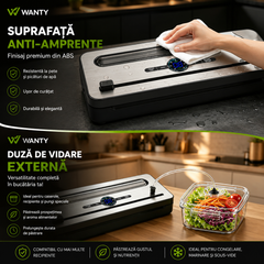 Aparat de Vidat si Sigilat Alimente ProLine Wanty®️, Clasa A, Putere 240W, -70kPa