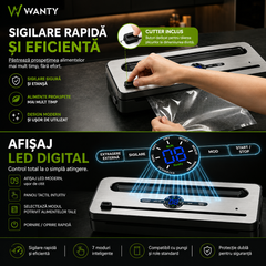 Aparat de Vidat si Sigilat Alimente ProLine Wanty®️, Clasa A, Putere 240W, -70kPa