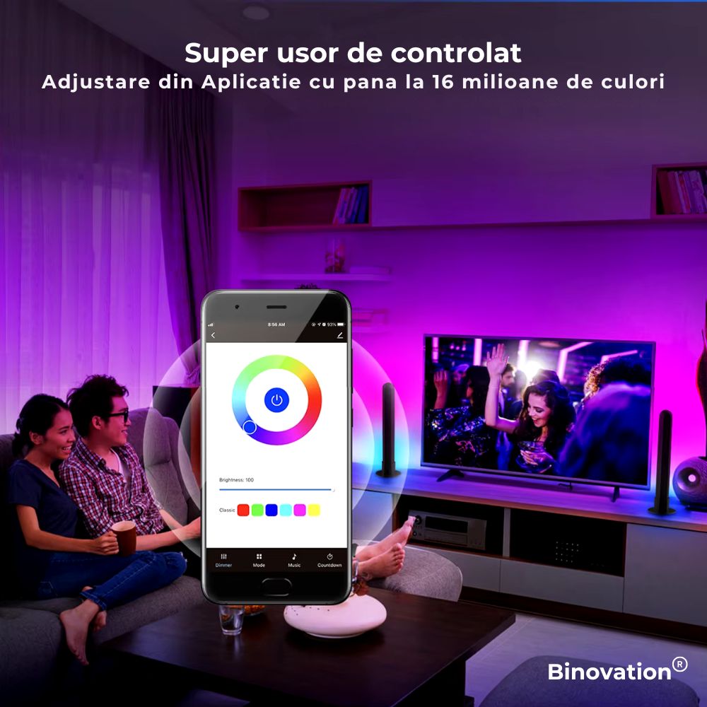 Lampă smart Binovation® cu control prin aplicație