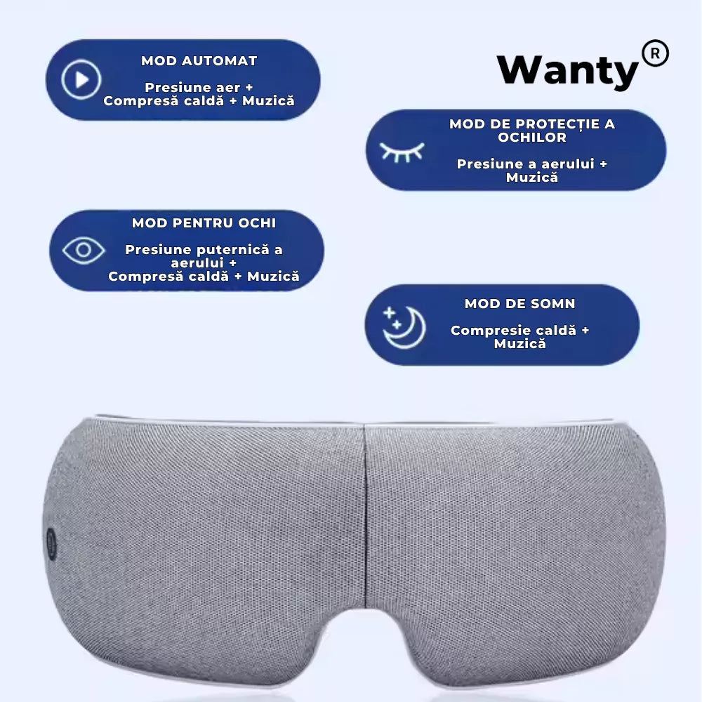 aparat masaj ochi cu 4 moduri de functionare si muzica bluetooth