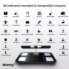 cantar inteligent cu 28 indicatori ai compozitiei corporale