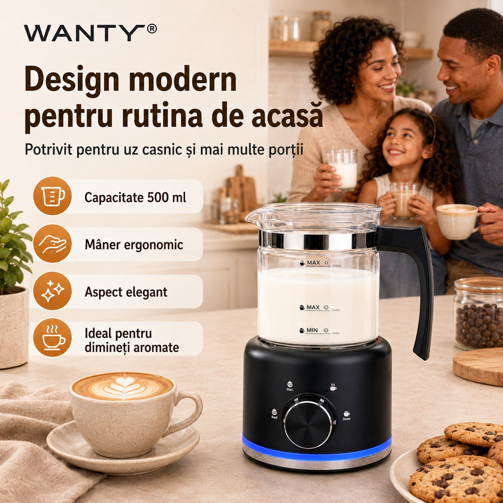 familie bucurandu-se de cafea cu spuma de lapte facuta acasa