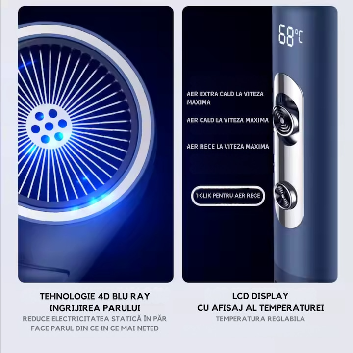 Uscator de Par Profesional, Feon, 2400W, Tehnologie Inovativa de Protectie a Parului Wanty