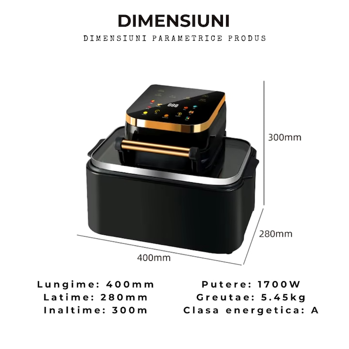 Friteuza cu aer cald Wanty®️ Premium Smart Air Fryer 1700W 12L Wanty