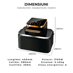 Friteuza cu aer cald Wanty®️ Premium Smart Air Fryer 1700W 12L Wanty
