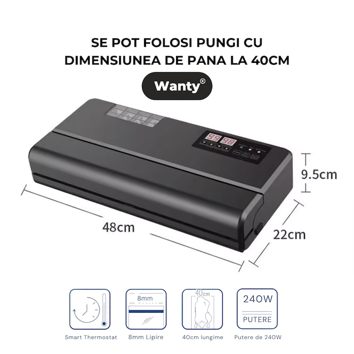 Aparat de Vidat si Sigilat Ultra Pro Industrial Vacum Multifunctional, Putere 240W Wanty