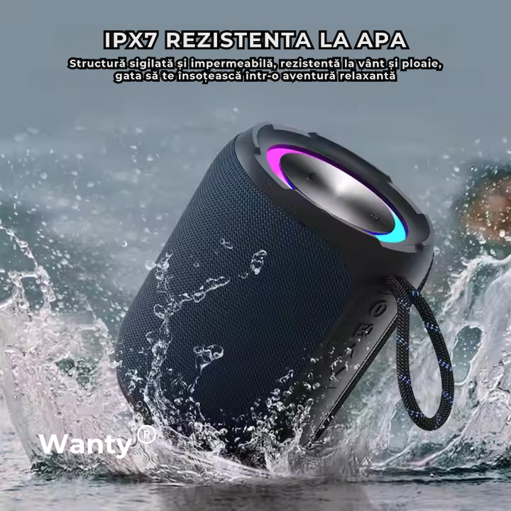 Boxa portabila Pro Wanty®, Deep Bass, Lumini RGB, Putere 40W, Baterie 4400mAh, Bluetooth 5.3, Triplu EQ Sound, Wanty