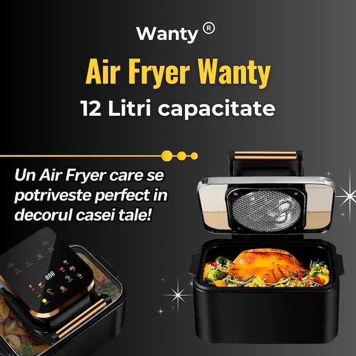 Friteuza cu aer cald Wanty®️ Premium Smart Air Fryer 1700W 12L Wanty