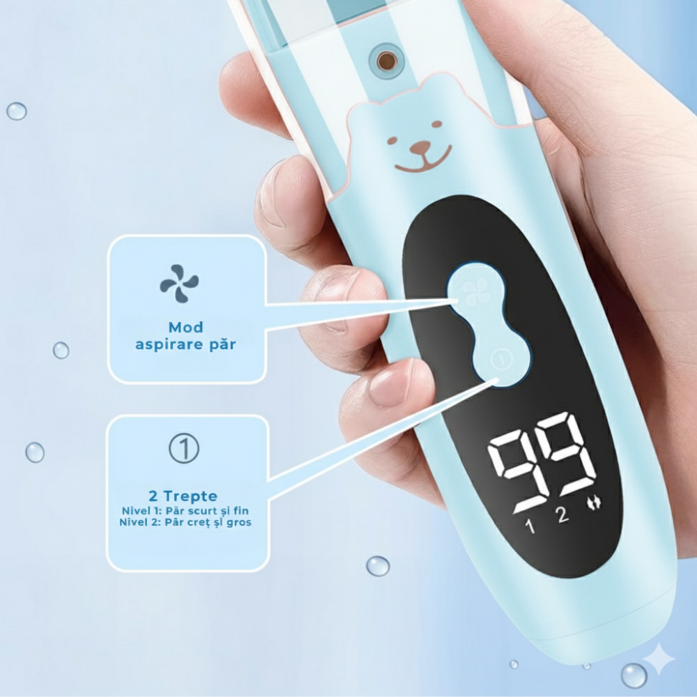 Aparat de Tuns pentru Bebelusi si Copii Wanty® 1200mAh, Masina de Tuns cu Functie de Aspirare a Parului