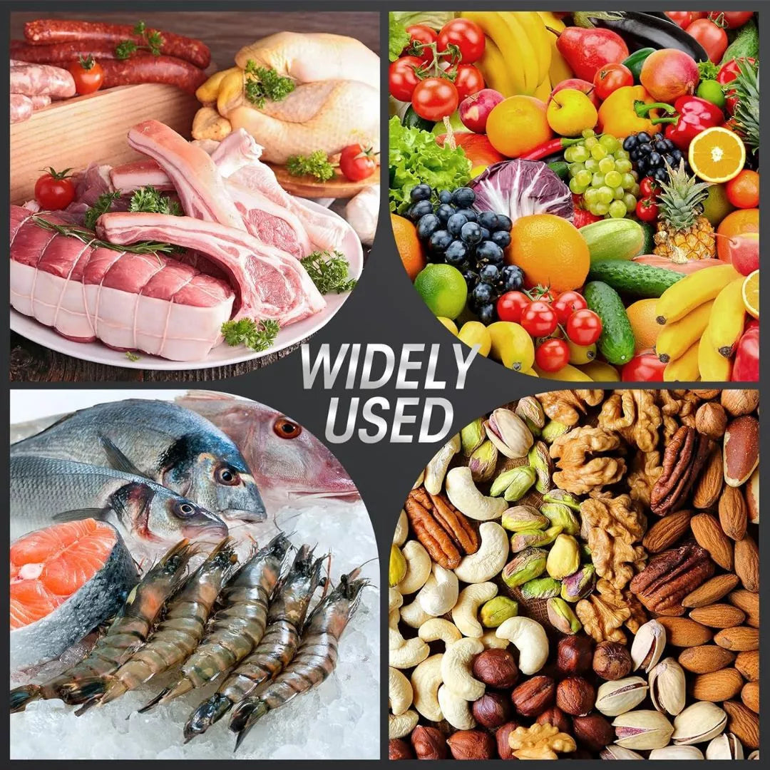 Aparat de Vidat si Sigilat Alimente Automat Wanty®️, Clasa A, Putere 135W, 2 Motoare -70kPa, Bara de lipire de 32cm, Latime lipire 5mm