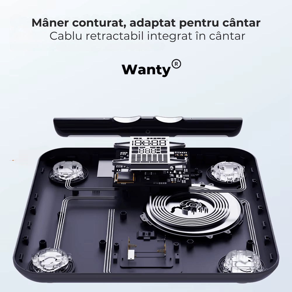 Cantar Corporal Inteligent Profesional Wanty®, 18 Indici Corporali, 8 Senzori de analiza