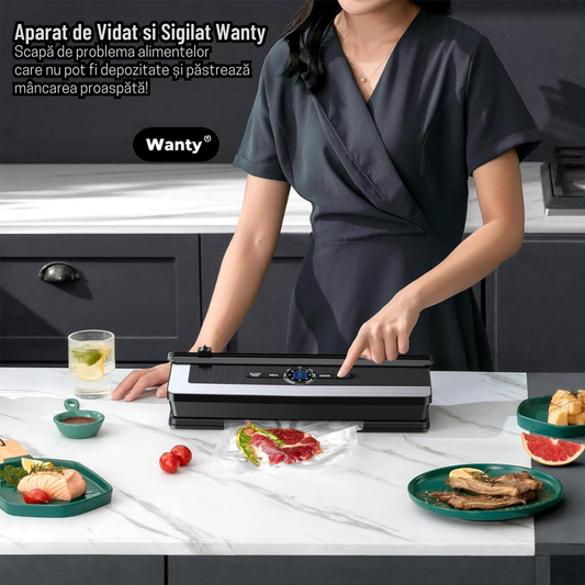 Aparat de Vidat si Sigilat Wanty®️ - Rola x600 etichete autoadezive, 1x Marker, Dop Vin si 10x Pungi incluse