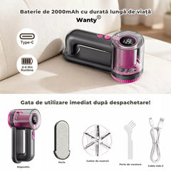 Aparat de Curatat Scame Wanty®, 2000mAh, Portabil, Recipient 200ml Usor de Curatat