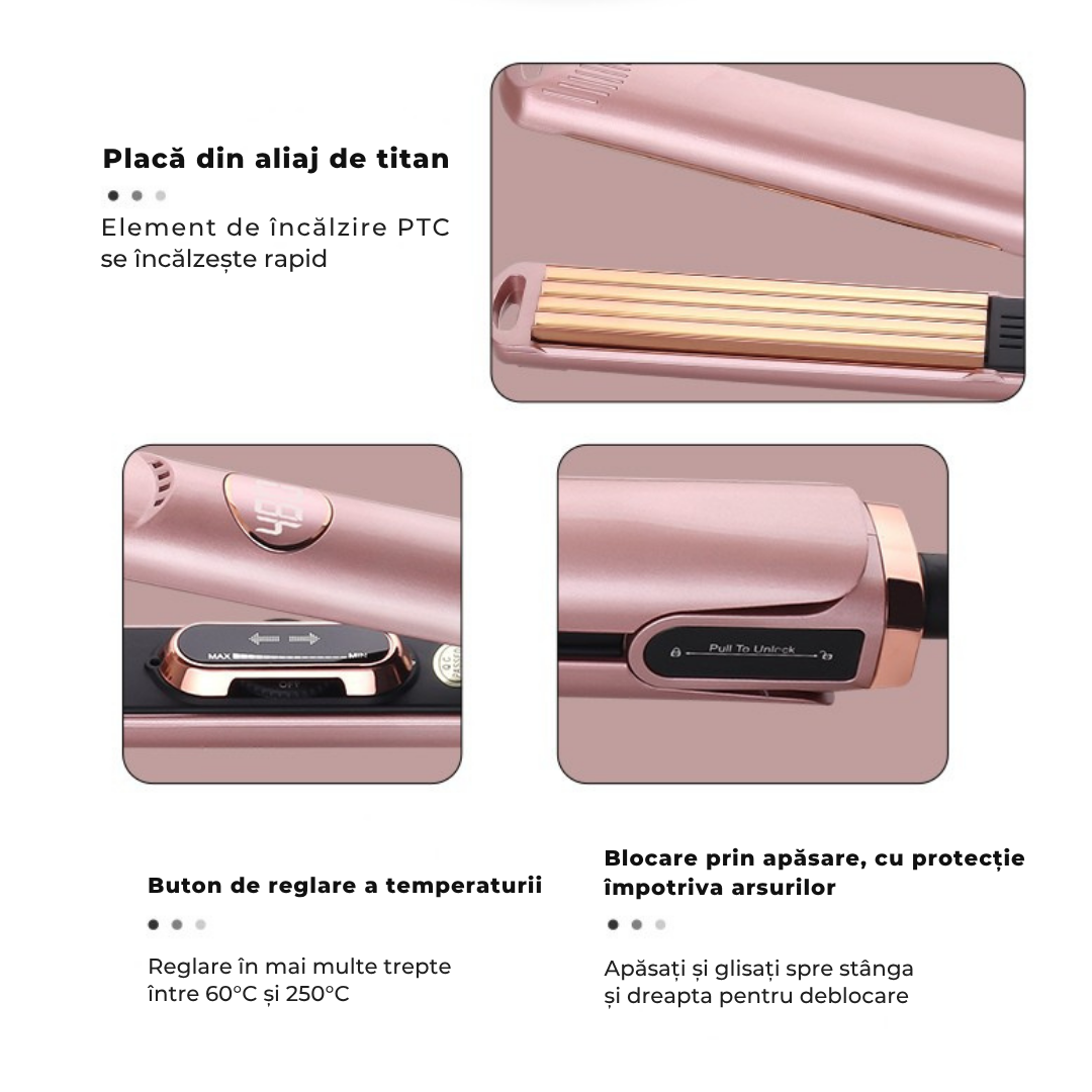 Placa de Creponat si Indreptat Parul profesionala Wanty® Mac-Style