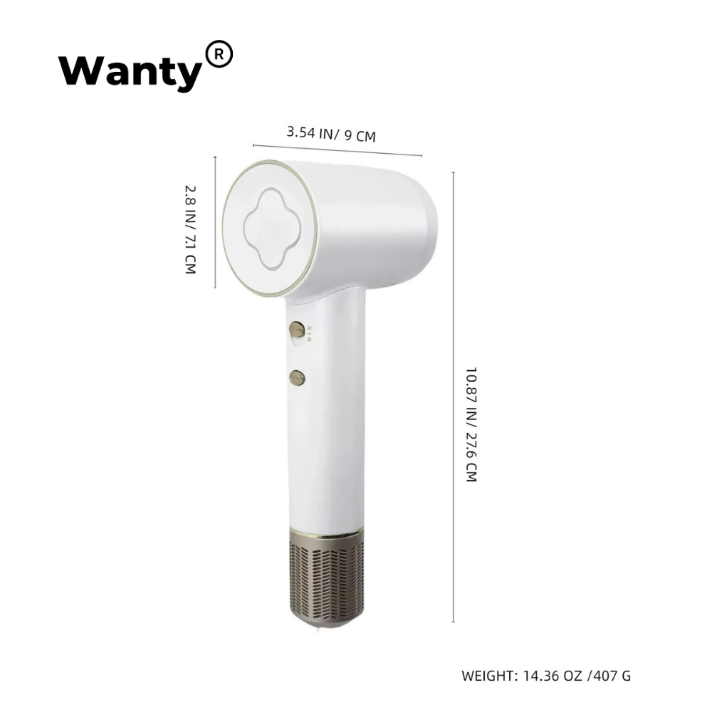 Uscator de Par Ionic Profesional Wanty®, Feon, 150.000 RPM, 1500W, 2 Viteze cu 3 Trepte de Temperatura 30° 50° 80°