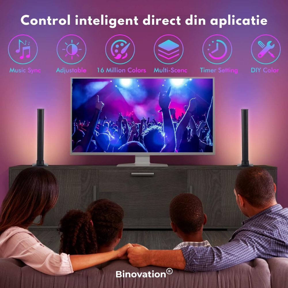 Set 2 Lampi Led smart cu Bluetooth profesionale RGB Binovation®