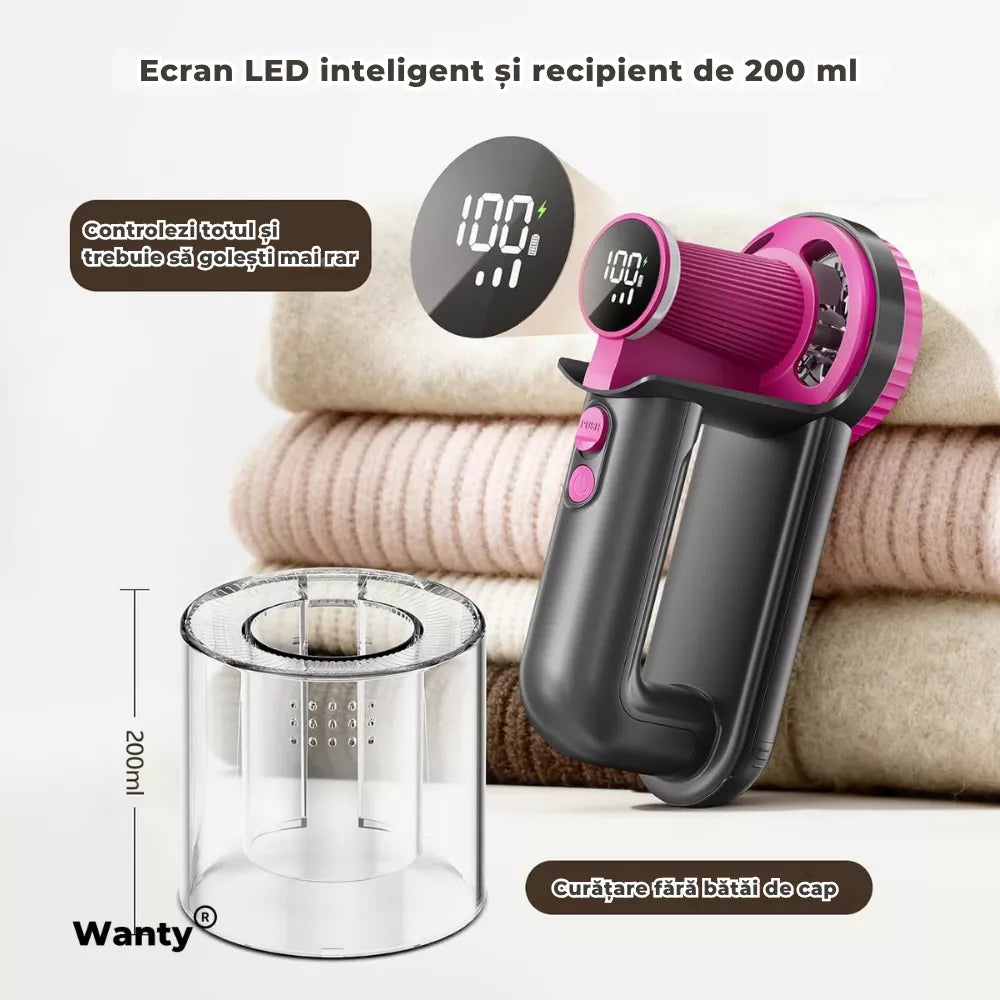 Aparat de Curatat Scame Wanty®, 2000mAh, Portabil, Recipient 200ml Usor de Curatat
