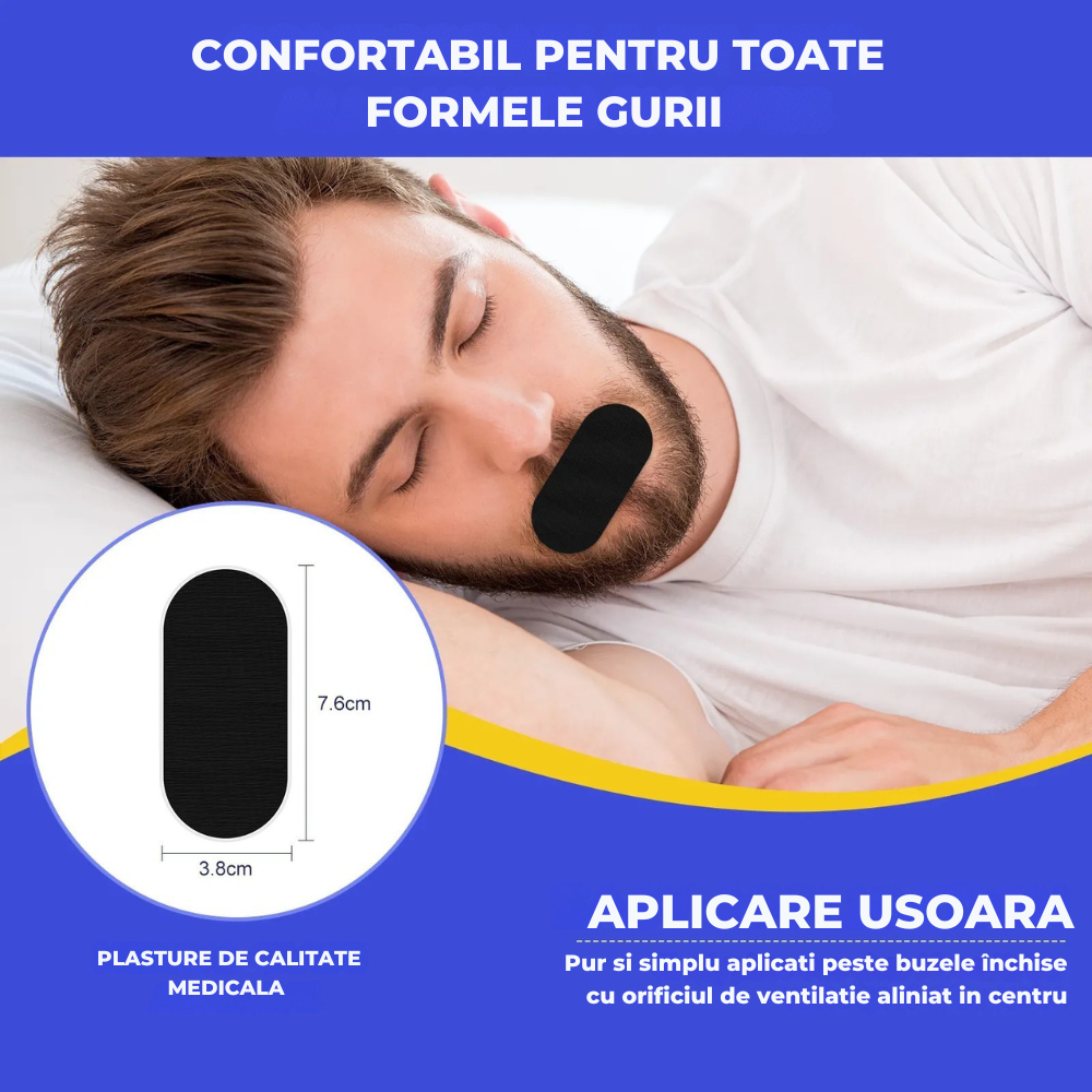 Set 30 Benzi tip Plasture Anti-sforait Binovation®, Material Hipoalergenic, Rezistent la umezeala si confortabil