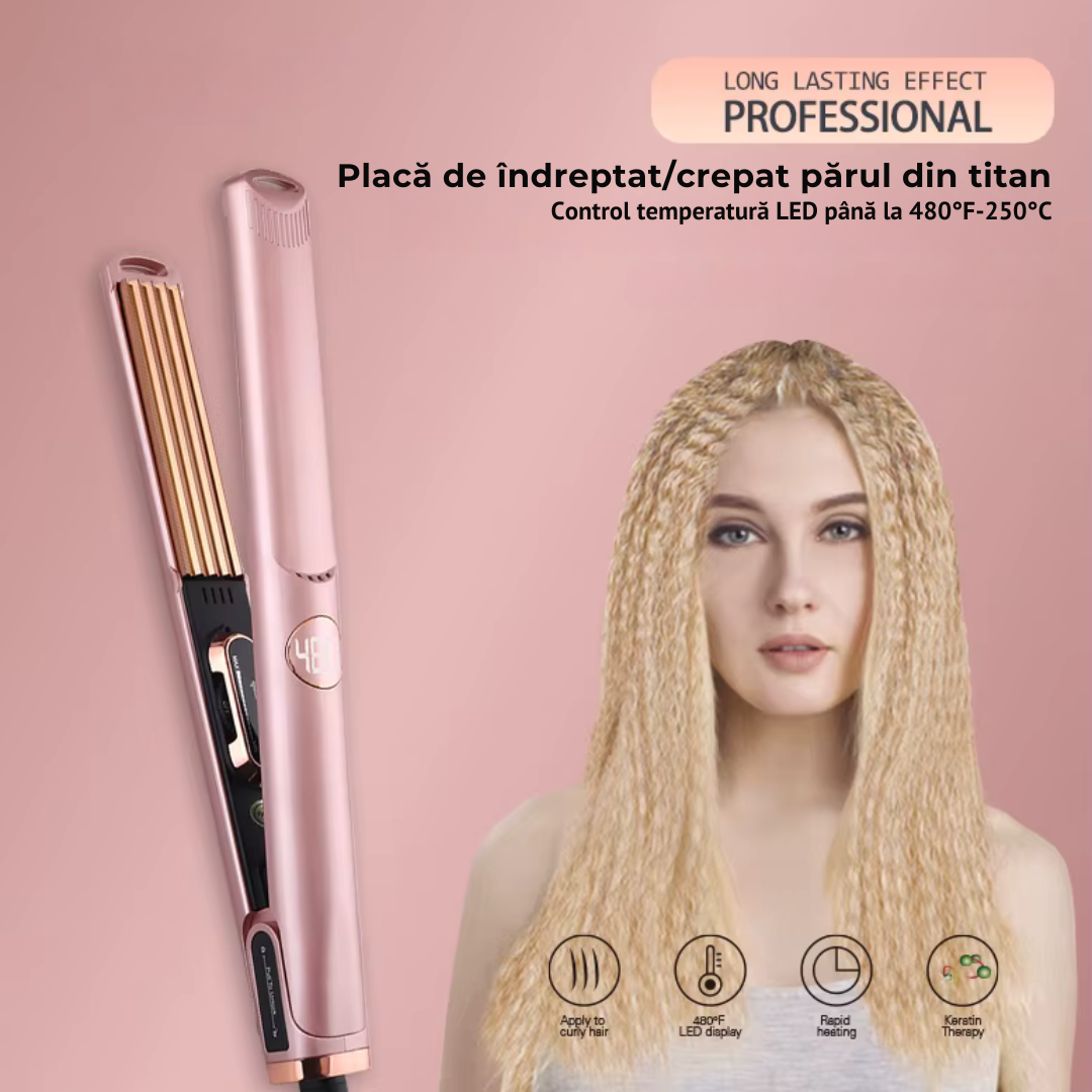 Placa de Creponat si Indreptat Parul profesionala Wanty® Mac-Style