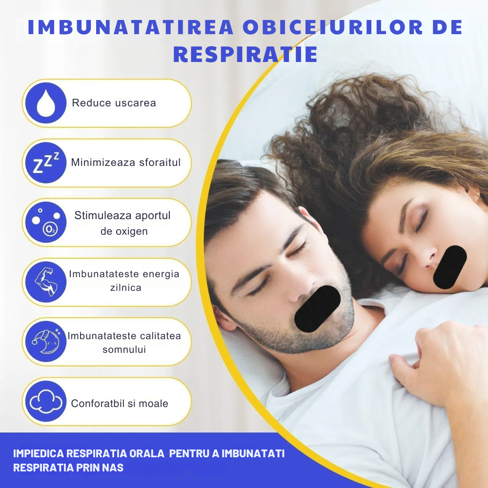 Set 30 Benzi tip Plasture Anti-sforait Binovation®, Material Hipoalergenic, Rezistent la umezeala si confortabil Wanty