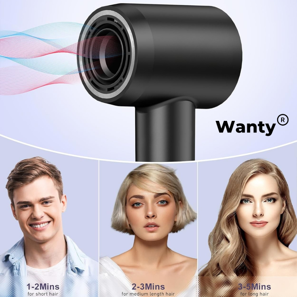 Uscator de Par Ionic Profesional Wanty®, Feon, 150.000 RPM, 1500W, 2 Viteze cu 3 Trepte de Temperatura 30° 50° 80° Wanty