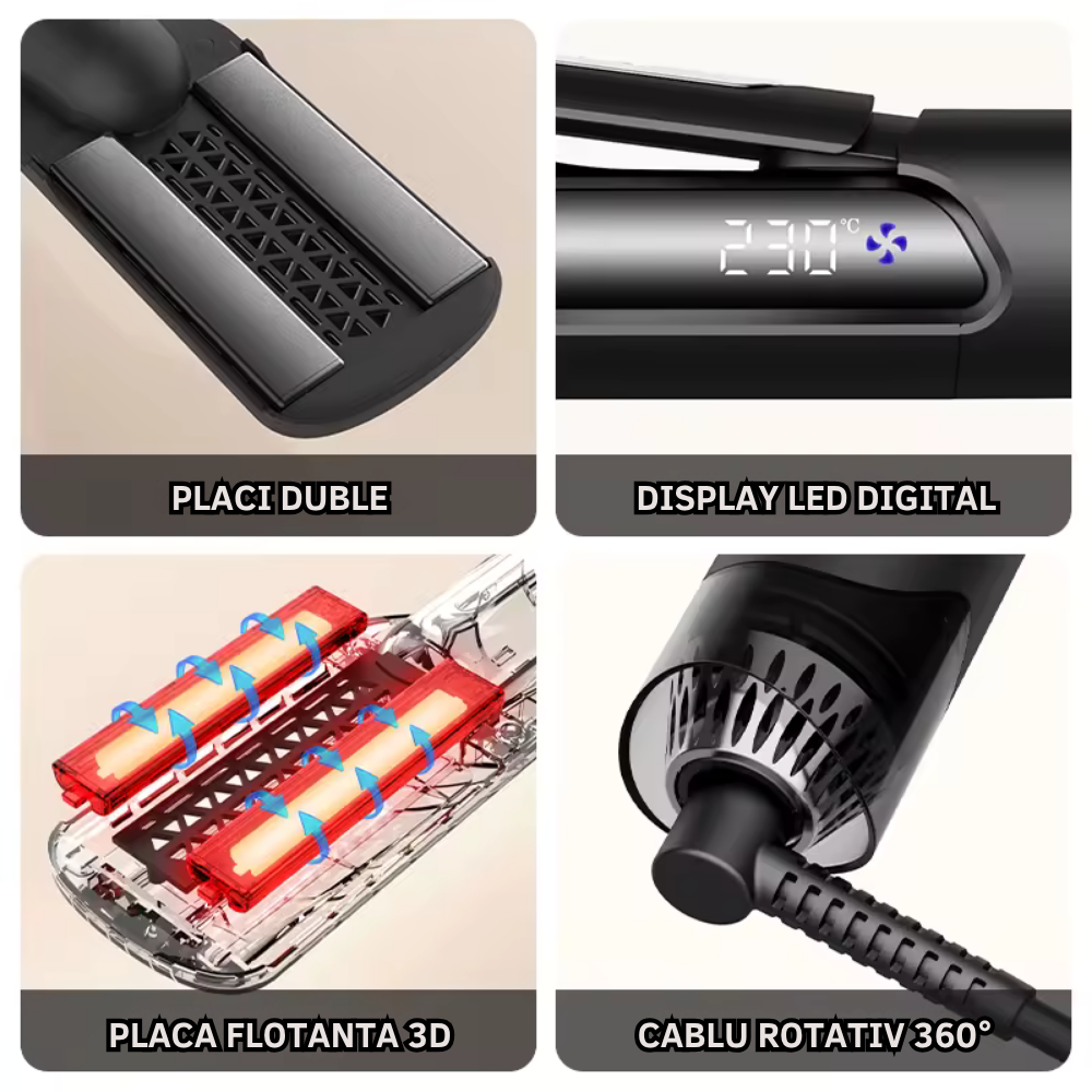 Placa de Par profesionala Wanty® HS-800, 2 in 1 cu Air Comb Wanty