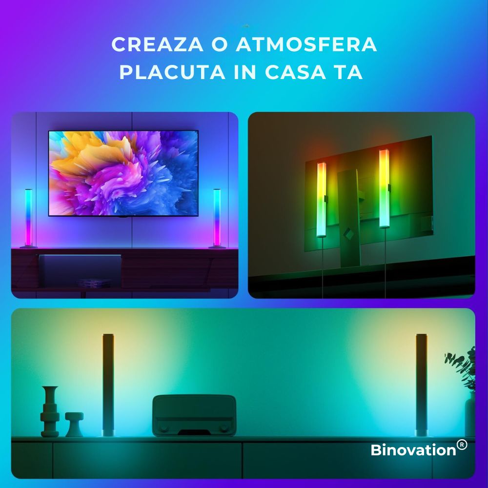 Set 2 Lampi Led smart cu Bluetooth profesionale RGB Binovation®