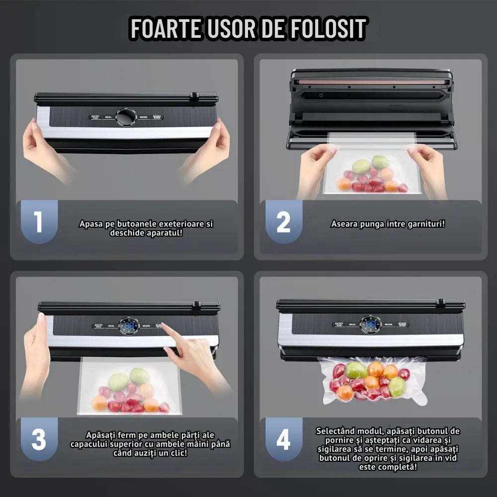 Aparat de vidat si sigilat alimente