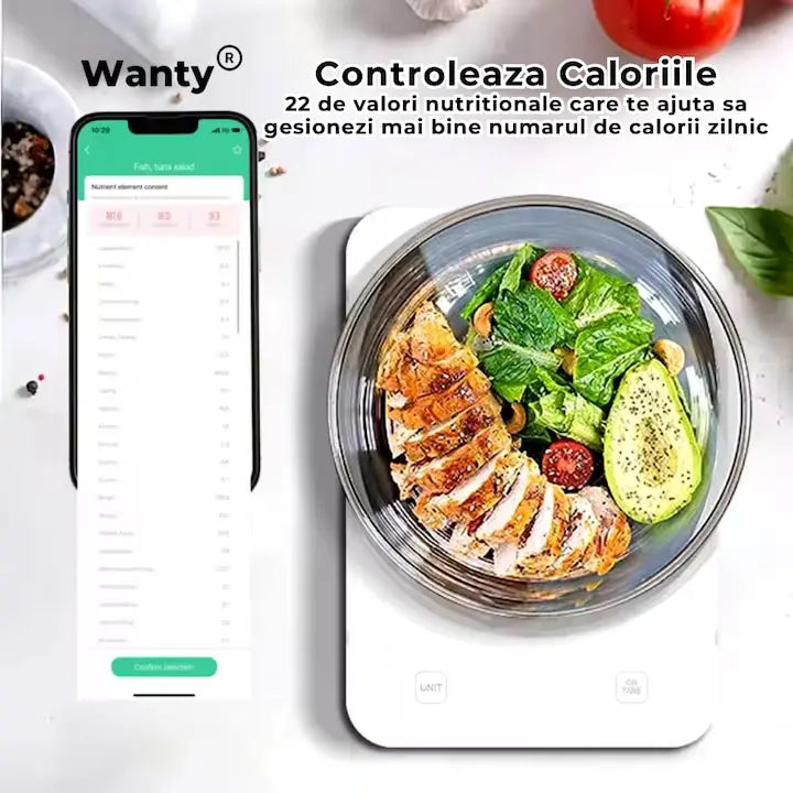 Cantar de bucatarie Wanty® cu aplicatie