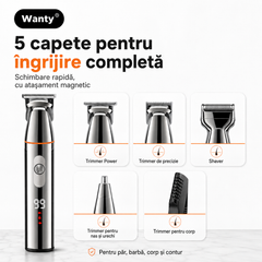 Masina de Tuns si Ras Pro - 5 in 1 Pentru Par, Barba, Corp, Nas