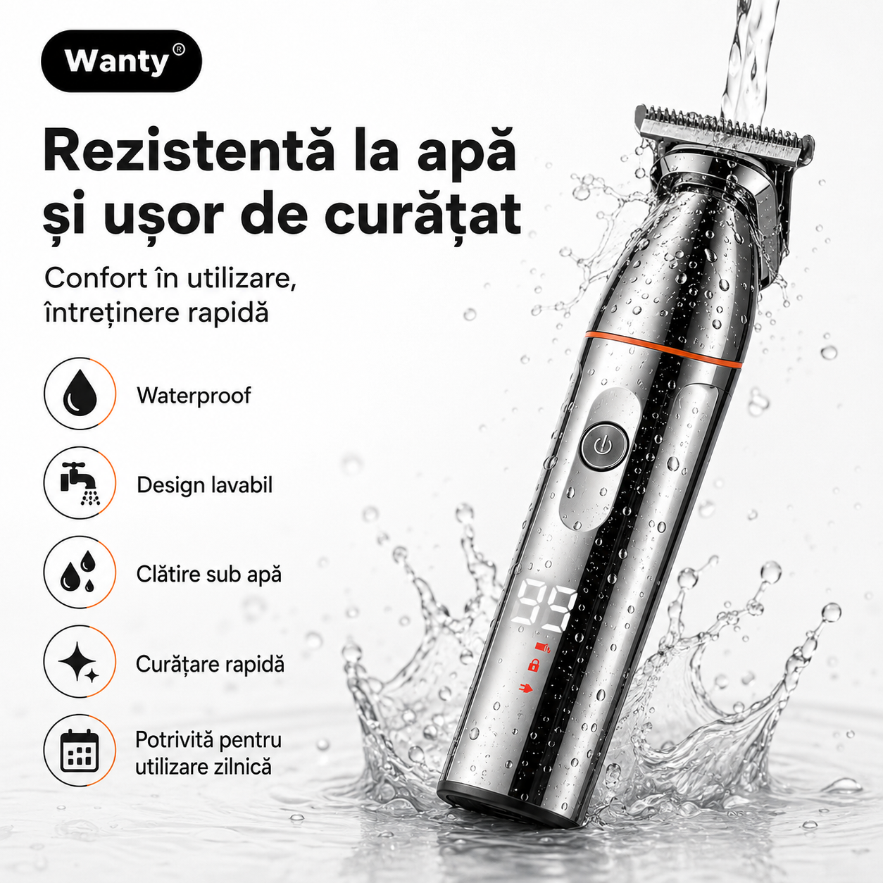 Masina de Tuns si Ras Pro - 5 in 1 Pentru Par, Barba, Corp, Nas
