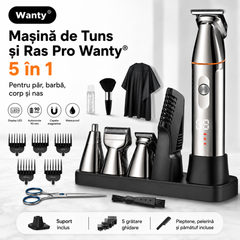 Masina de Tuns si Ras Pro - 5 in 1 Pentru Par, Barba, Corp, Nas