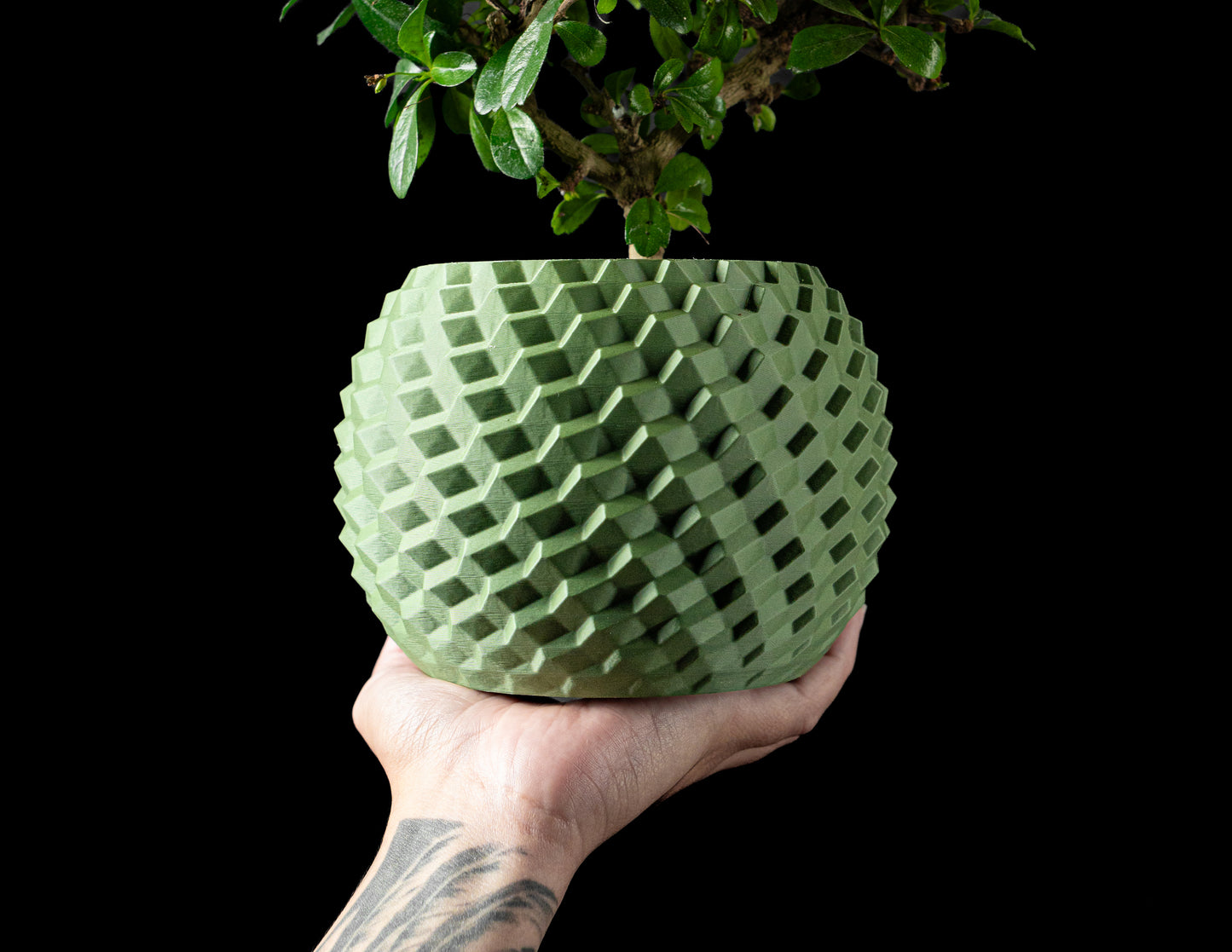 Ghiveci Decorativ Cobble ArtVeris Inaltime 12cm Verde