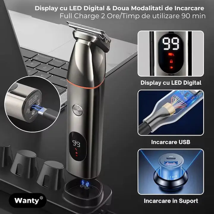 Mașină de tuns profesională Wanty® cu capete interschimbabile