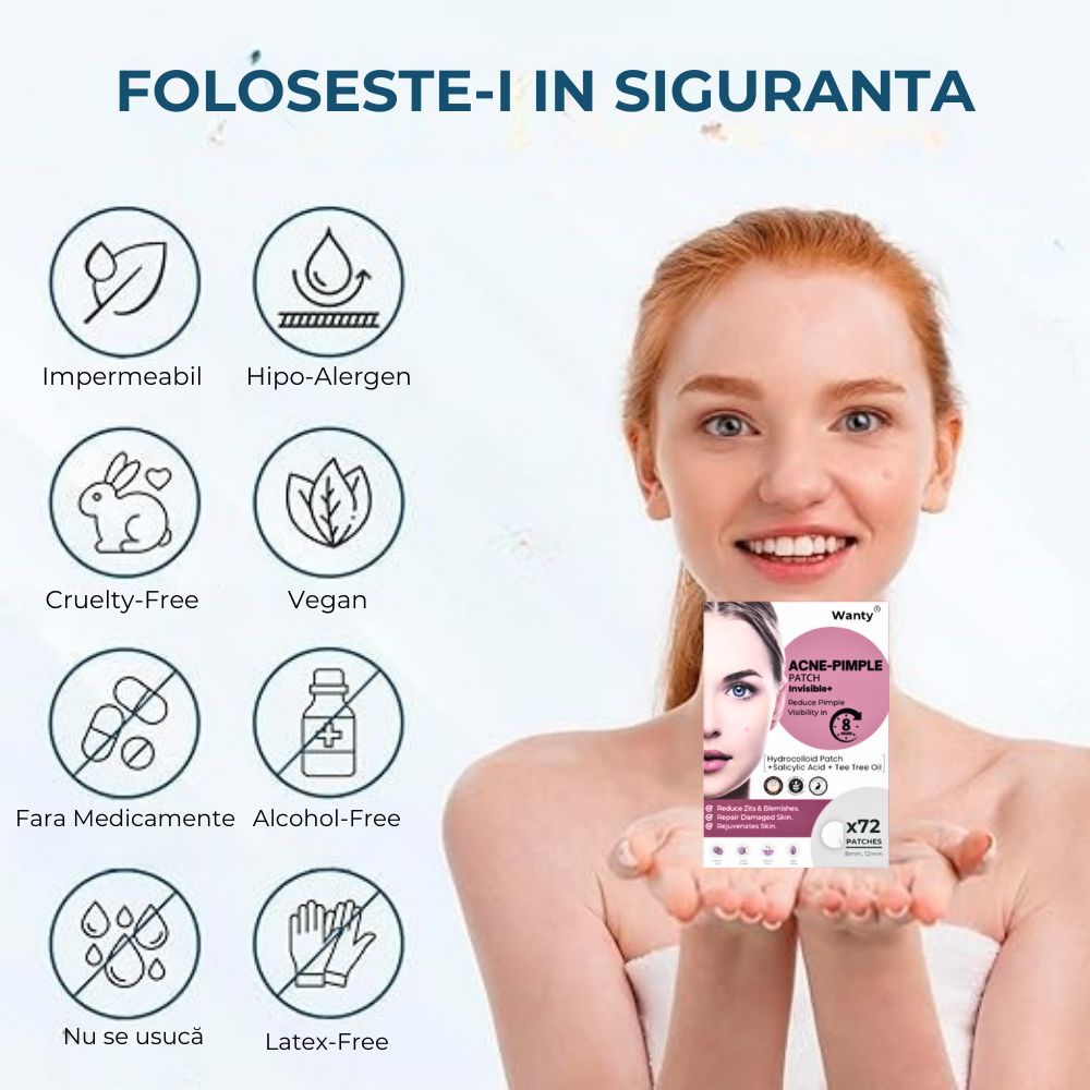 Plasturi anti-imperfecțiuni Wanty® cu retinol și acid salicilic