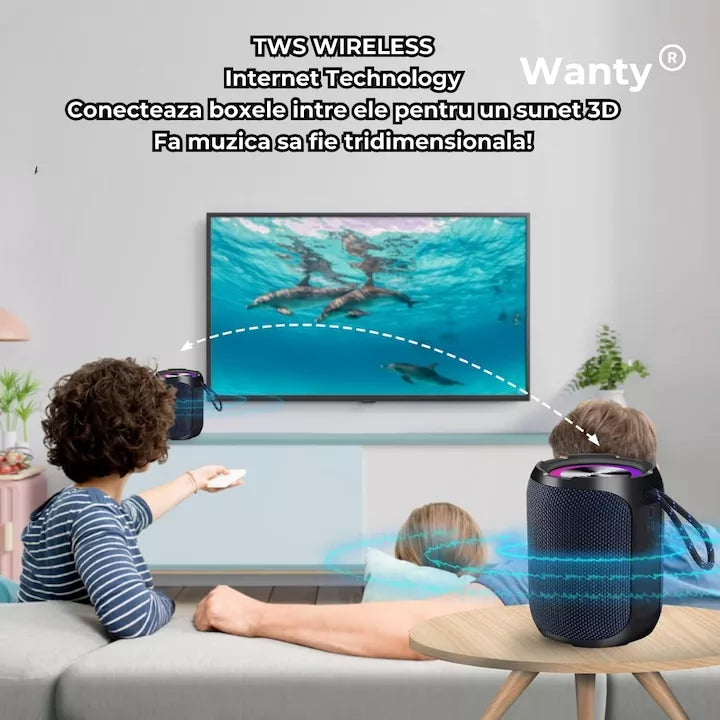 boxa portabila bluethoot cu imperechere