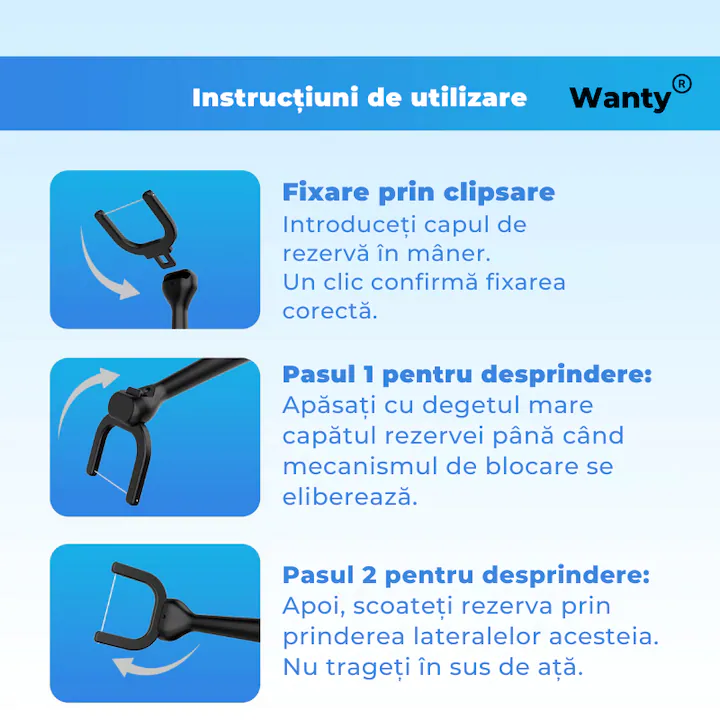 Dispozitiv Electric pentru Curatarea Dintilor cu Ata Dentara Wanty®