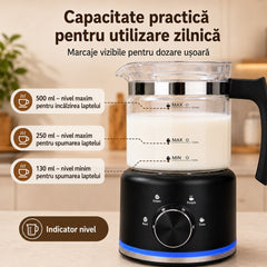 recipient spumator de lapte cu marcaje de nivel pentru 130, 250 si 500 ml