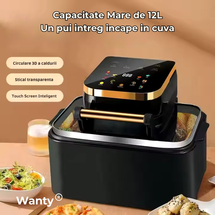 Friteuza cu aer cald Wanty®️ Premium Smart Air Fryer 1700W 12L Wanty
