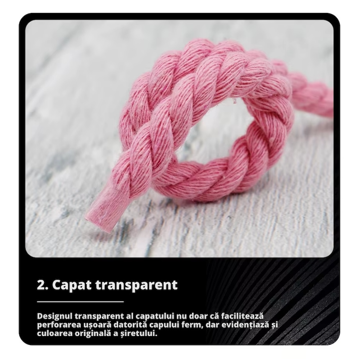 Sireturi Rope Laces Wanty ®  Bumbac, Capat Transparent si Textura Clara Wanty