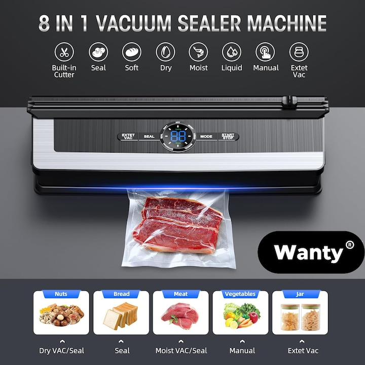 Aparat de Vidat si Sigilat Wanty®️ - Rola x600 etichete autoadezive, 1x Marker, Dop Vin si 10x Pungi incluse RESIGILAT Wanty