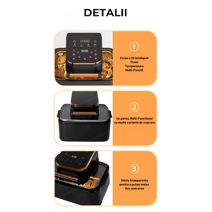 Friteuza cu aer cald Wanty®️ Premium Smart Air Fryer 1700W 12L Wanty