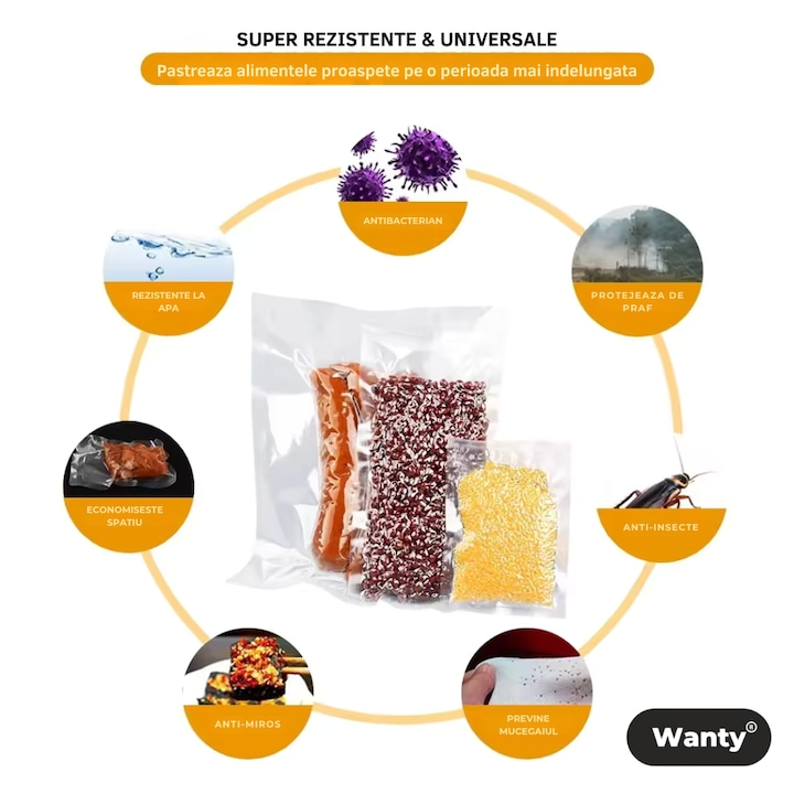 Set 100 Pungi de Vidat Gofrate pentru Aparat de Vidat Wanty