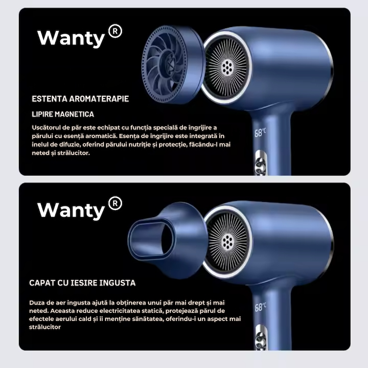 Uscator de Par Profesional, Feon, 2400W, Tehnologie Inovativa de Protectie a Parului Wanty