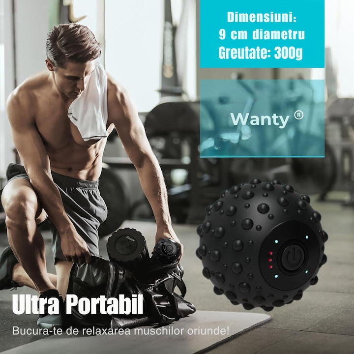Minge de Masaj Profesionala Fitness cu vibratii pentru Tesuturi Adanci si Puncte Trigger Wanty
